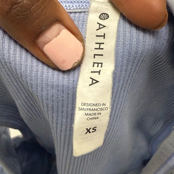 Athleta Light Blue Ribbed Tank Top XS - Picture 2 of 3